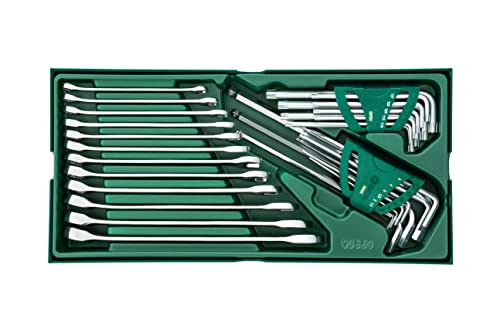 SATA ST09906 30 Pieces Metric Combination Wrench/Spanner and Hex Key Tray Set, Green - Image 2