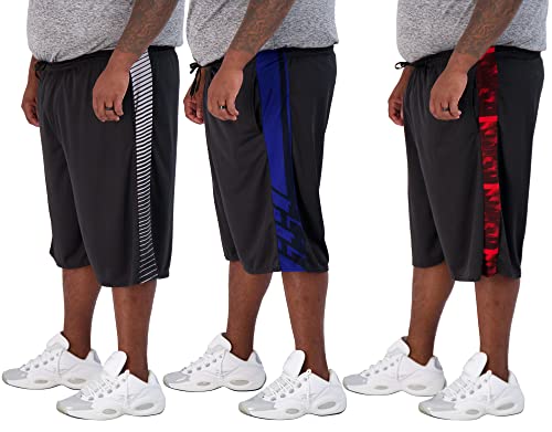 Image of Real Essentials Men's Big & Tall 3-Pack Dry Fit & Mesh Active Athletic Perfomance Shorts (3X-5X)