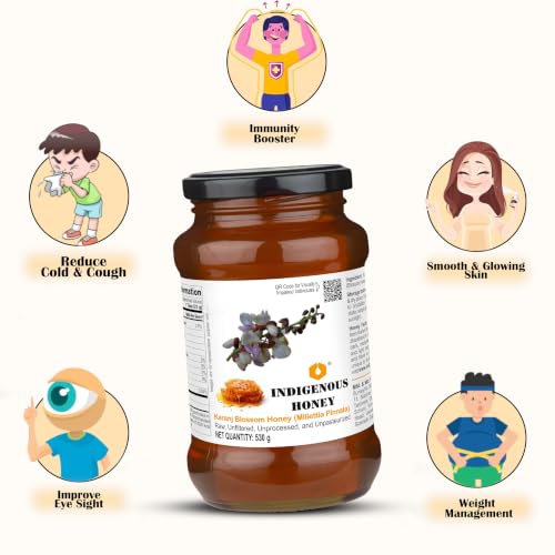 Image of INDIGENOUS HONEY Raw Karanj Honey Pure Unfiltered 17.64 oz Glass Jar