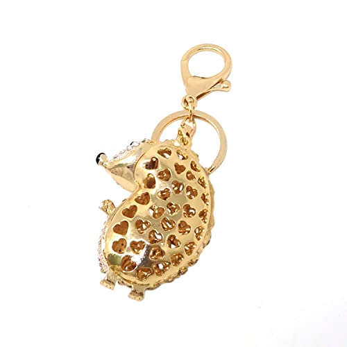 Honbay 1Pcs Cute Rhinestone Hedgehog Keychain Sparkling Crystal Keyring Pendant Animal Key Chain Decoration In A Box For Bag Purse Wallet Handbags Backpack #TOP2