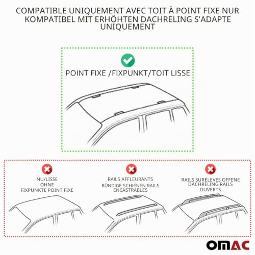 OMAC Barres de Toit transversales en Acier pour Peugeot 3008 I 2008-2016 – Antivol Inclus – Testées City Crash – DIN 75302:2019 – ISO/Pas 11154:2006 – Charge Max 75 kg Noir – vue 7