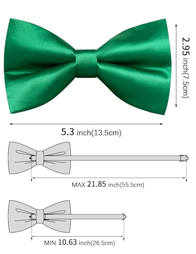 Image of Solid Color Bow Ties for Men Silk Pre-tied Tuxedo Bowtie Set 4PCS