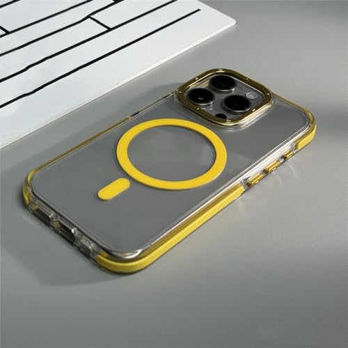 Coque de téléphone de Charge sans Fil magnétique iPhone 15 Plus Jaune pour Vos Déplacements