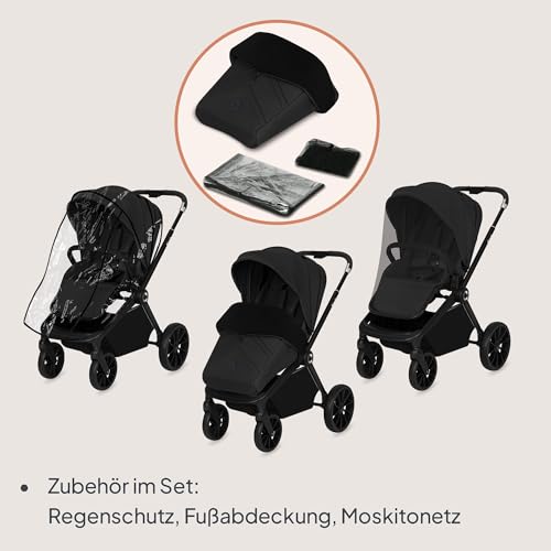 LIONELO MIKA PLUS 3-in-1 Buggy 0-48 Monate bis zu 22 kg Babywagen bis zu 9 kg Kindersitz Babytrage bis zu 13 kg, Rückenlehne verstellbar, Dämpfung, 360° Räder, XXL-Verdeck