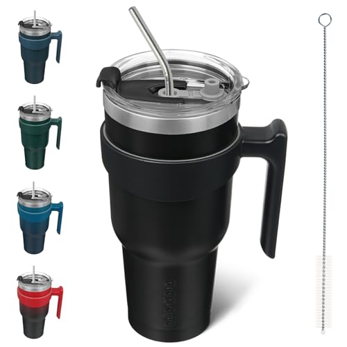 Image of BJPKPK 40 oz Tumbler with Handle & Straw, Insulated Stainless Steel Mug