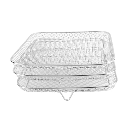 Seafront Estante De Cocina De Acero Inoxidable, 3 Uds., Para Hornear, Enfriar, Asar Al, Freidora De Aire, Estante Deshidratador Apilable De Múltiples Capas 18x4,5 Cm 7,1x1,8 Pulgadas