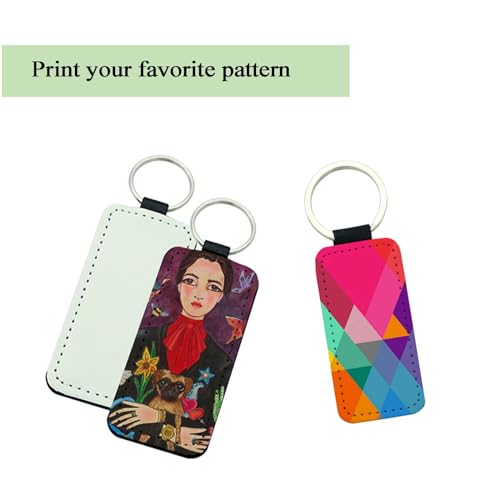 Image of 12 Pcs Sublimation Blank Keychains,PU Leather White Keychains Ornament Pendants for Man Women Crafts Heat Transfer