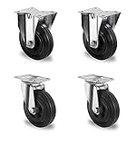 Traglast: 205 Kg Rollensatz 2 Lenk- + 2 Bockrollen 200 mm Vollgummi schwarz