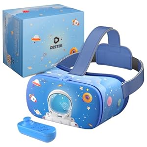 DESTEK V5 VR Headset for Kids, Learning Toys for Boys and Girls 5-15 Years Old, Gift Ideas for Children, 110° FOV HD Lenes with Bluetooth Controller for Phone