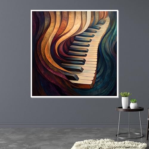 Lienzo abstracto de piano multicolor en formato 20x20 cm sin marco 2