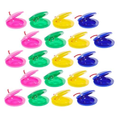 Beaupretty 20pcs Small Handheld Plastic Castanets Percussion Instruments for Early Education with Yellow Blue Green Pink Colors Set for Party Games
