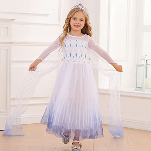 LiUiMiY Girls Princess Costumes Dress up for Halloween Carnival Chiristmas White 4-5 Years (Tag 120) - Image 3