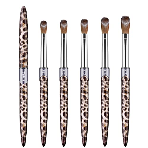 Yasterd Acrylic Nail Brush 100% Kolinsky Nail Brushes For Acrylic Application Size 14 Crimped Oval Acrylic Brushes For Nails Art Tortoise Shell Metal Handle Acrylic Powder Brush Professional Manicure Tool #TOP1