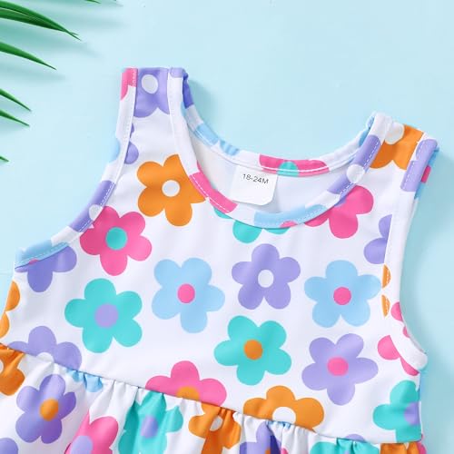 Image of Baby Swimsuit Girl Two Piece Bathing Suit Toddler Girls Summer Beach Ruffle Tankini Swimwear 1-7Y
