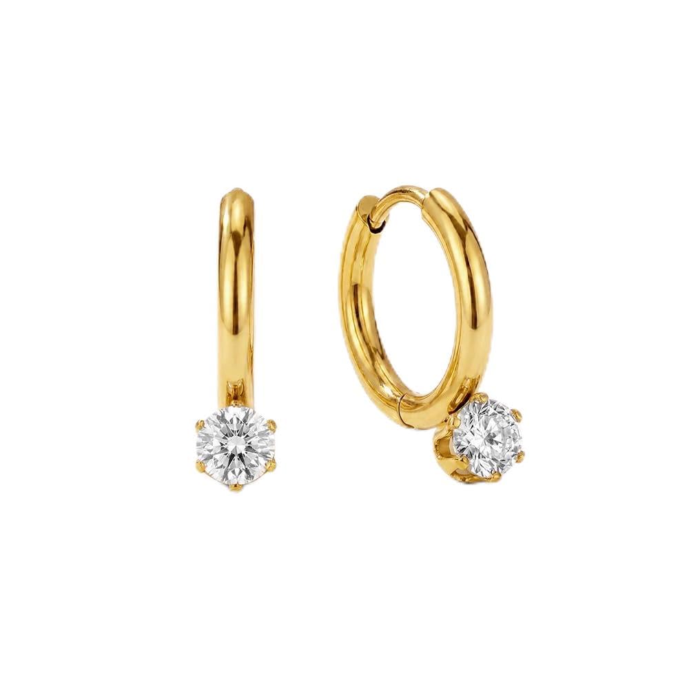 palmonas Athena Solitaire Hoop Earrings - Waterproof & Anti Tarnish Earrings | Durable, Lightweight, & Comfortable Jewellery for Women | Gift For Women & Girls-picture-19