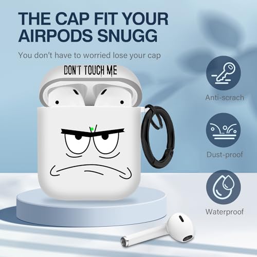 Image of for Airpods Case,Don't Touch Me Cool Cover with Lanyard Big Eyes Cute Cartoon for Airpods 2nd Generation Case,Soft Shockproof Cover for Women Men-White