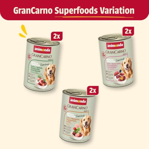 animonda GranCarno Adult Hunde Nassfutter Superfoods Variation (6 x 400g)