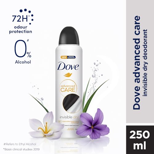 Image of Dove Advanced Care Invisible Dry Deodorant for Women | 72H Freshness | 0% Alcohol | Floral Notes of Freesia & Violet | 250 ML