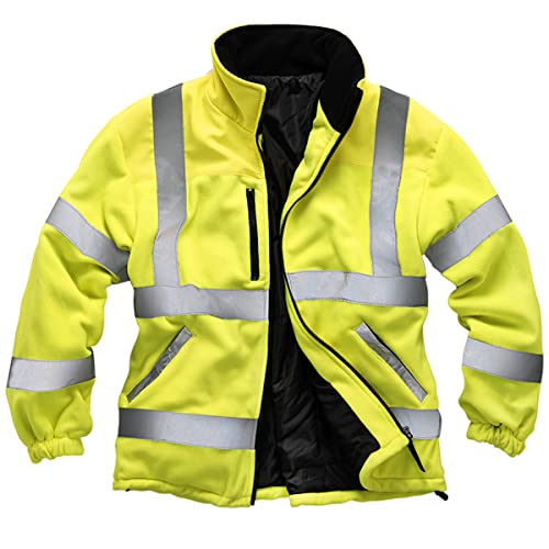 DURUS WORKWEAR Mens Premium Safety Hi Vis Polyester Lined Reflective Safety Security Work Fleece Jacket