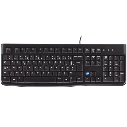 Teclado con cable USB-A Simpletek K120 AZERTY elimina instalaciones complejas color negro