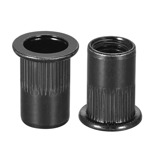Image of TA-VIGOR 20Pcs M10 Rivet Nuts, Carbon Steel Zinc-Plated Knurled Flat Head Threaded Insert Nut Black for Automotive Furniture