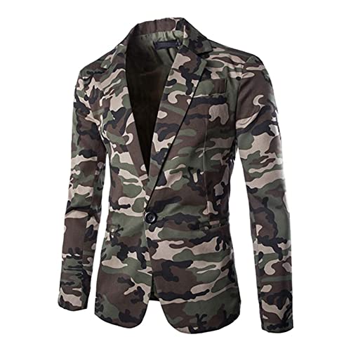 JEsilunmaMY Mens Slim Military Camo Suit Jacket Long Sleeve Notch Lapel Camouflage Blazer Outdoor Prom Casual Sport Coat