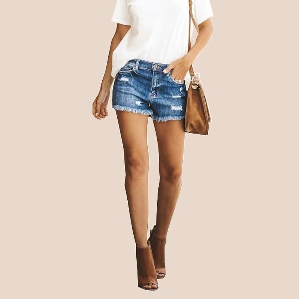 MSBFJIFSX Women's Ripped Denim Shorts Summer Fashion