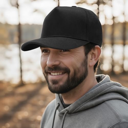 MEINICY Vintage Trendy Trucker Hat, Structured 5-Panel Snapback Hat, Adjustable Cotton Solid or 2-Tone Baseball Cap Men Women