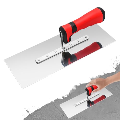 Paleta de albañil, 11 x 30 cm, con mango suave, espátula para yeso de acero inoxidable, para trabajos de estuco