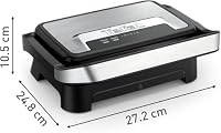 Tefal Inicio Compact 2-in-1 Kontakt- und Paninigrill, 1000 W, kompaktes Design, Edelstahlgehäuse, Saftauffangschale, antihaftbeschichtete Grillplatten, Edelstahl/Schwarz, GC270D10 – Ansicht 6