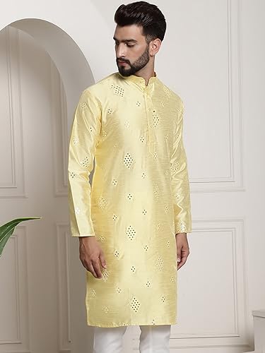 Image of SOJANYA (Since 1958 Men's Silk Blend Designer Long Kurta