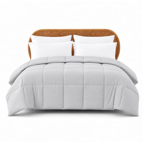Image of Modern Threads Comforter Duvet Insert, Reversible Quilted Down Alternative Comforter with Corner Tabs, All Season Bedding, King, Light Gray