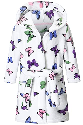 Image of Umeyda Girls Fleece Hooded Robes, Warm Printed Bath Robe for Kids Soft Fuzzy Bathrobe for Gifts