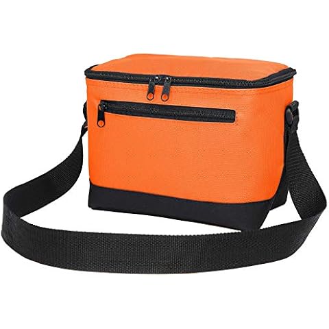 Lunch Bag, BuyAgain 600D Poly Small 6 Can Insulated Reusable Lunch Cooler Bag PEVA Water-resistant Lining for Women Men Adult Work School, Orange Cover