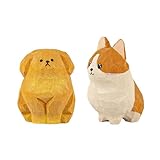 Framendino, 2 Pack Mini Wood Dog Figurine Small Wooden Puppy Statue Hand Carved Tiny Animal Figure for Collectibles Home Decor (Golden Retriever, Corgi)