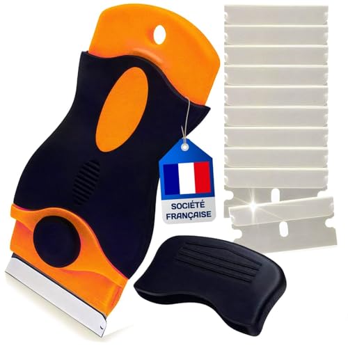 Grattoir Plaque Vitrocéramique - Grattoir Vitre - Kit Raclette Universel et 5 Lames De Rechanges - Pratique & Simple D’Utilisation - Idéal pour Nettoyer Le Verre et Autres Surfaces