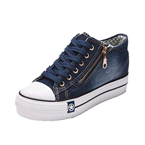 DJiess - Zapatillas de mujer ocultas con tacón de tacón alto para mujer, Azul (azul), 38 EU