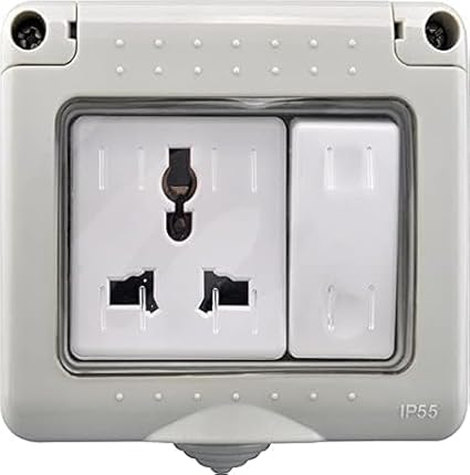 Swabs Water Proof Plastic Box with Switch and Socket Use in roof top MultiPurpose Use Lighting/Garden/Lighting/Home/Residential Parking to Protect Shock (3 Module with 6A Switch & Socket)