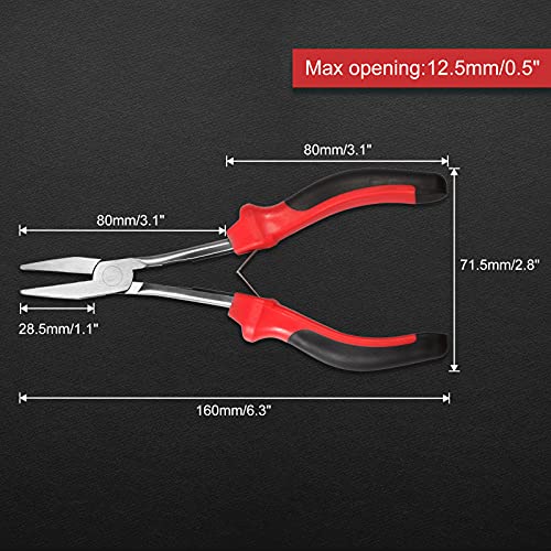 Image of Mini Long Reach Flat Nose Pliers Smooth Jaw 6.5-Inch Duckbill Pliers Long Reach Plier for Hard-to-Reach Areas, Jewelry Making Tool for Jewelry Making Wire Bending Straightening Wire