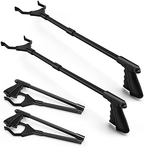 2-Pack Reacher Grabber Pickup Tool, 32" Long Grabber Tool, Trash Picker Grabber for Elderly Grab It Reaching Tool, Garbage Picker Upper Grabber, Litter Pick Up Grab Tool, Claw Grabber Stick (Black)