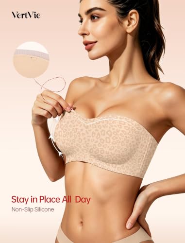Image of Vertvie Womens Strapless Bra Jelly Push Up Seamless Bandeau Bra Wireless Non Slip Silicone Tube Top Bras Padded Bralette