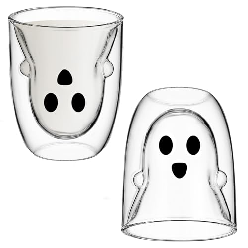 Taza de vidrio doble pared Ghost para Halloween 300 ml miniatura 1