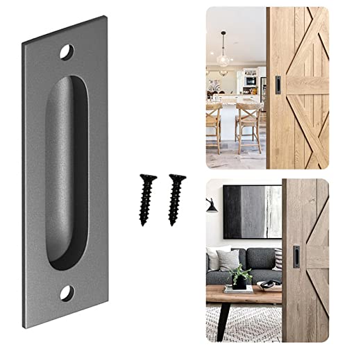 KLKCMS Puxadores de porta deslizante de armário preto fosco, alça embutida embutida oculta