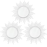 3 Pack Metal Mirrors for Wall Sunburst Wall Mirrors Home Décor Decorative Hanging Wall Art for Living Room Bedroom Entryway (Silver, Sunburst)