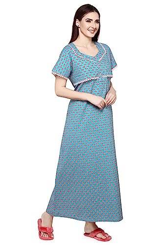 Image of Evolove Women's Cotton Long Maxi Maternity Feeding Night Gown with Pockets, Super Soft Comfortable (LNG-Feeding)