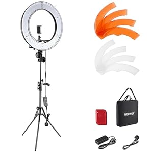NEEWER Ring Light Kit: 18″/45cm Outer 55W 5600K Dimmable LED Ring Light, Light Stand, Carrying Bag for Camera, Smartphone, YouTube, TikTok, Self Portrait Shooting, Black