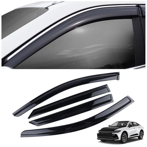 SAOKNCE 4 Pieces Tape-on Extra Durable Rain Guards Fit for 2023-2025 Toyota Crown,Window Deflectors,Window Visors (Smoke Black)