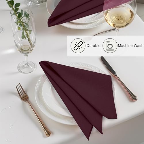 Ruvanti Linen Napkins Set of 12, 18x18 Cloth Napkins, Cotton Linen Blend Napkins Cloth Washable, Soft, Reusable Dinner Napkins for Wedding, Parties, Christmas, Thanksgiving, Everyday Use - Burgundy by RUVANTI - Used condition - Image 6
