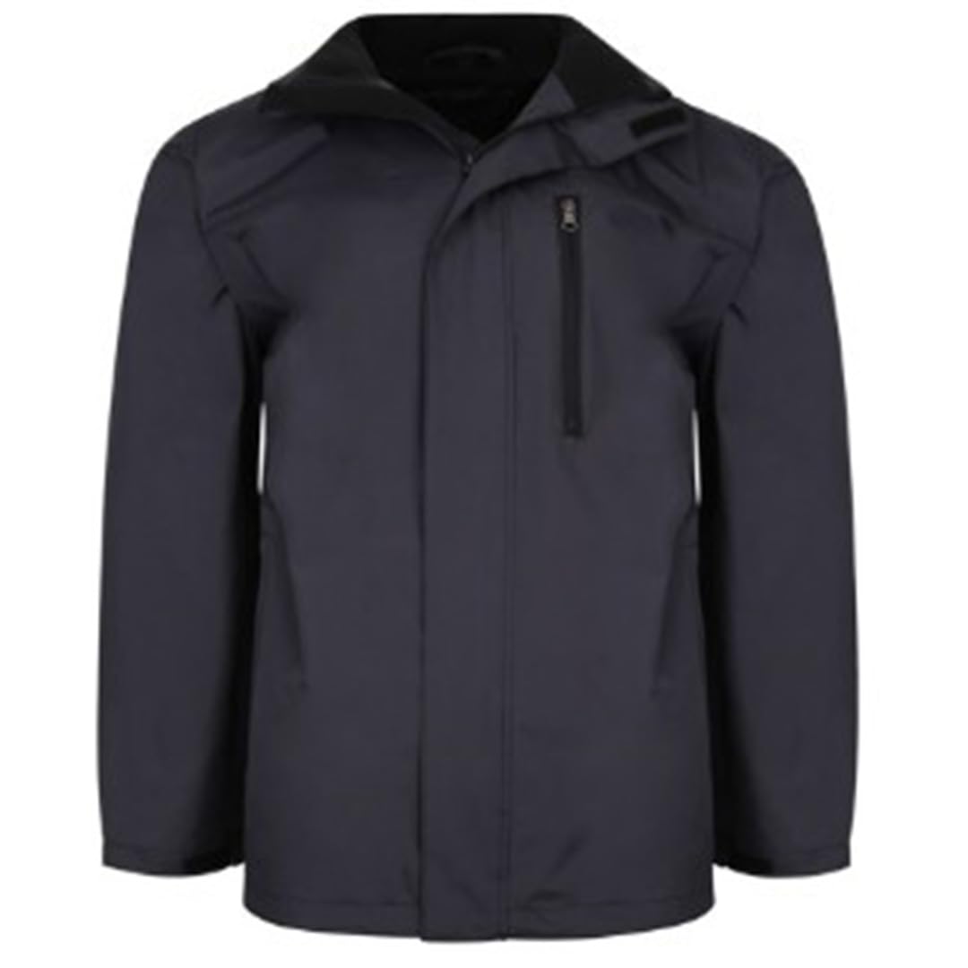Espionage Waterproof Coat Hooded Full Zip Winterwear Pockets Mens Jacket 2XL-8XL (UK, Alpha, 5XL, Plus, Regular, Black)