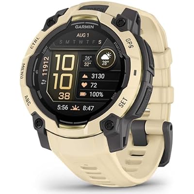 PlayBetter Garmin Instinct 3 Alpine Rush AMOLED (Citrine, 45 mm) Outdoor GPS Smartwatch Gift Box Bundle - Built-in Flashlight, 24/7 Health & Wellness Screen Protectors, Wall Adapter & Case
